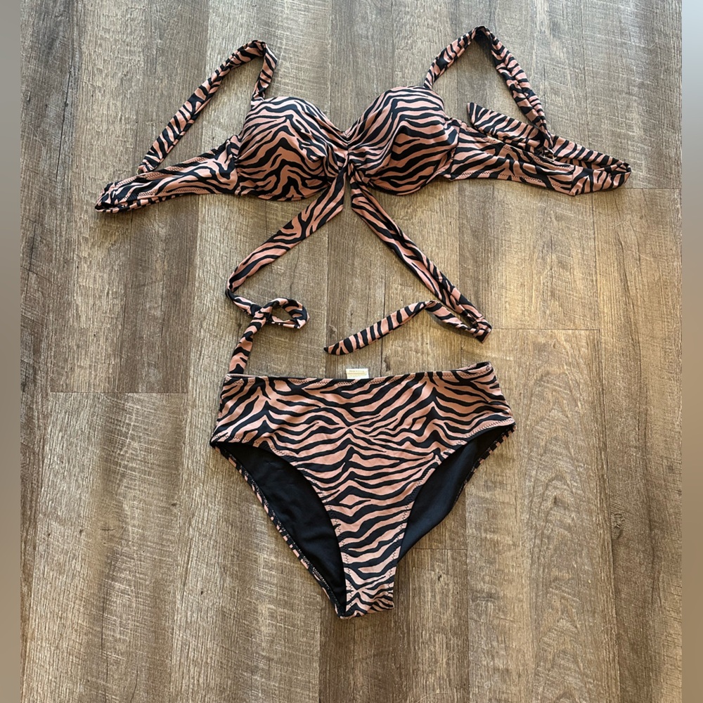Zebra Print Bikini Top and Bottom